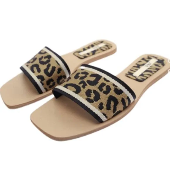 zara animal print flat sandals